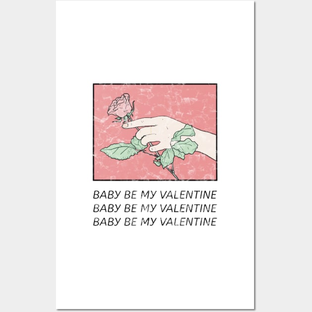 Baby Be My Valentine Pink Floral Wall Art by Jennggaa